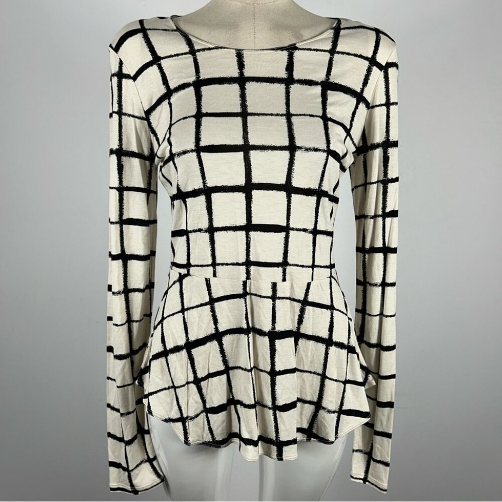 Wilfred Black and White Grid Long Sleeve Top